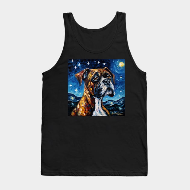 Boxer Dog Portrait Starry Night Tank Top by NatashaCuteShop